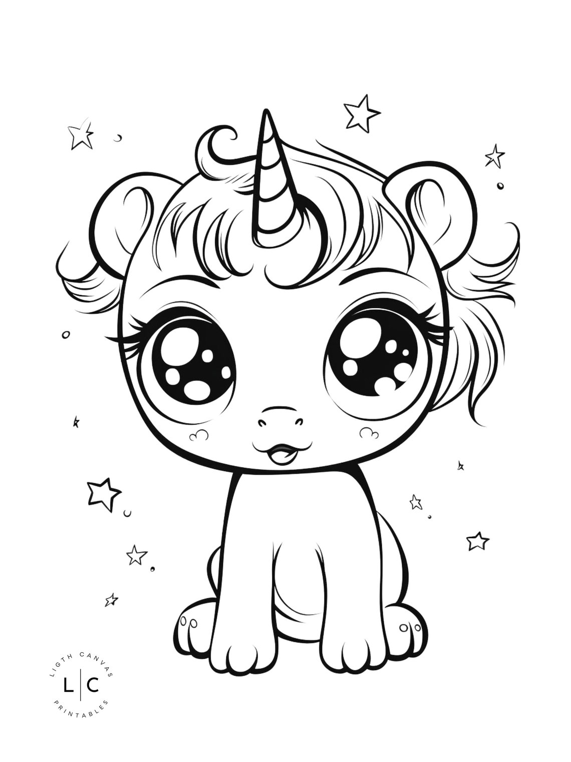 Baby Unicorn Coloring Page Adult And Kids Coloring Art Printable Adult Coloring Page Book
