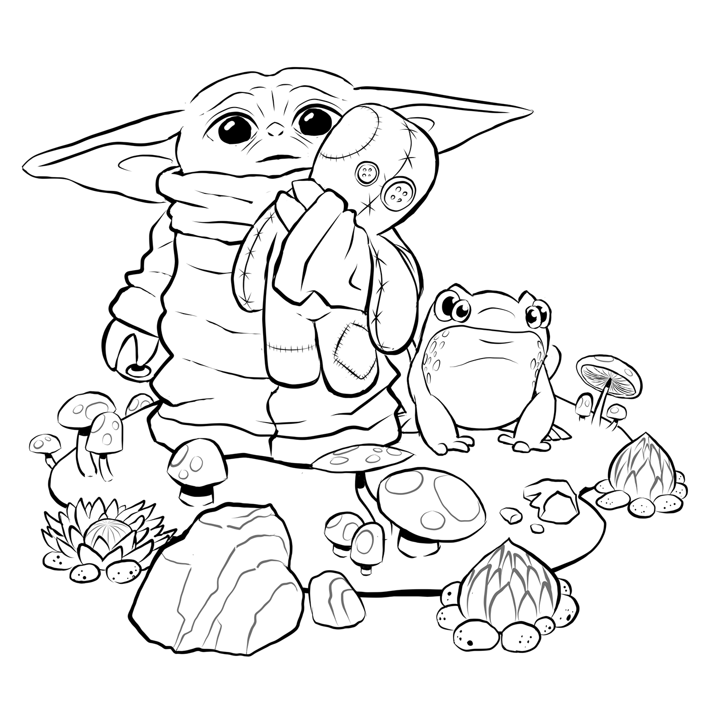 Baby Yoda Coloring Page Printable