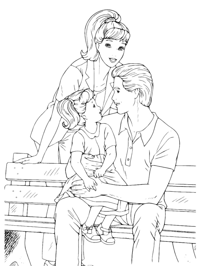 Barbie Family Coloring Page 124 SVG File Cut Cricut