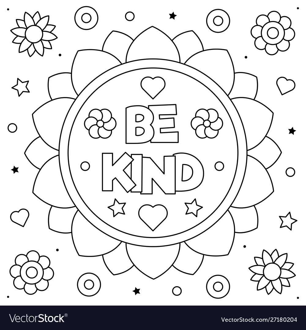 Be Kind Printable Coloring Page