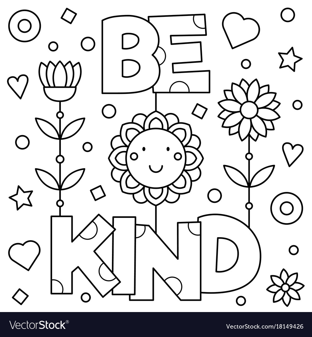 Be Kind Coloring Page Royalty Free Vector Image