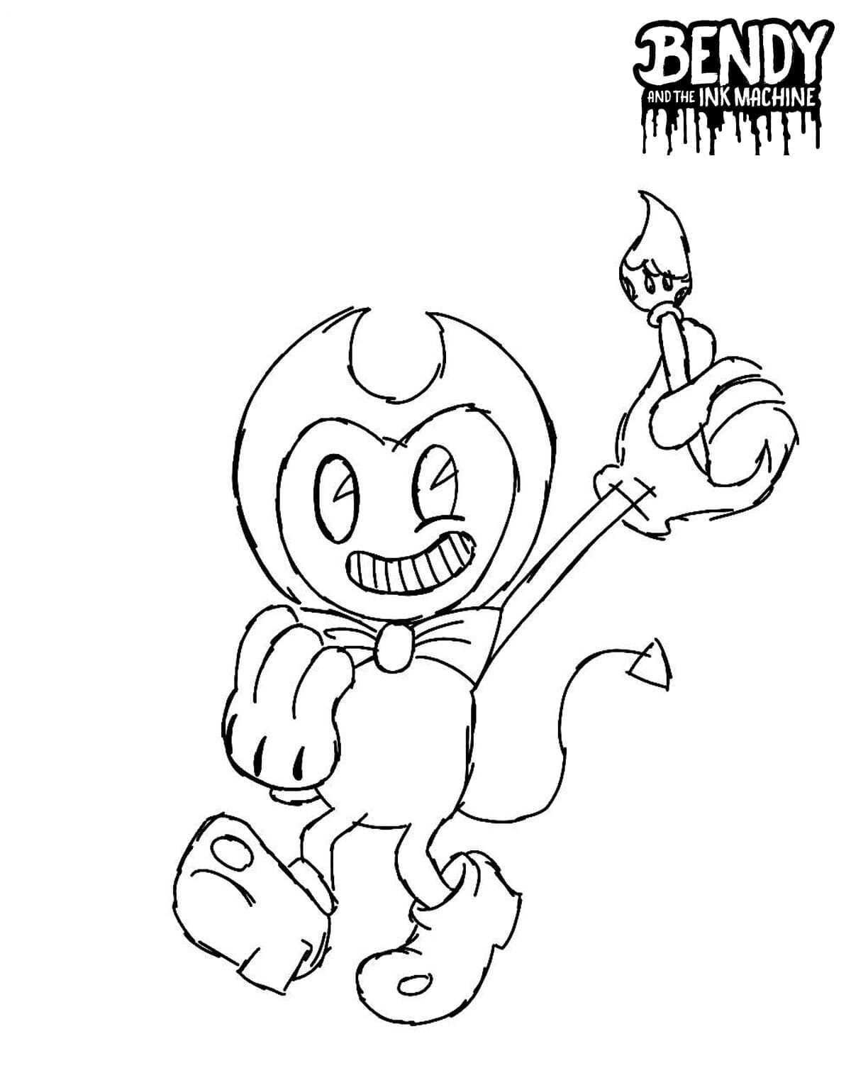 Bendy With Tassel Winkles His Eye From Bendy And The Ink Machine Coloring Page Free Printable