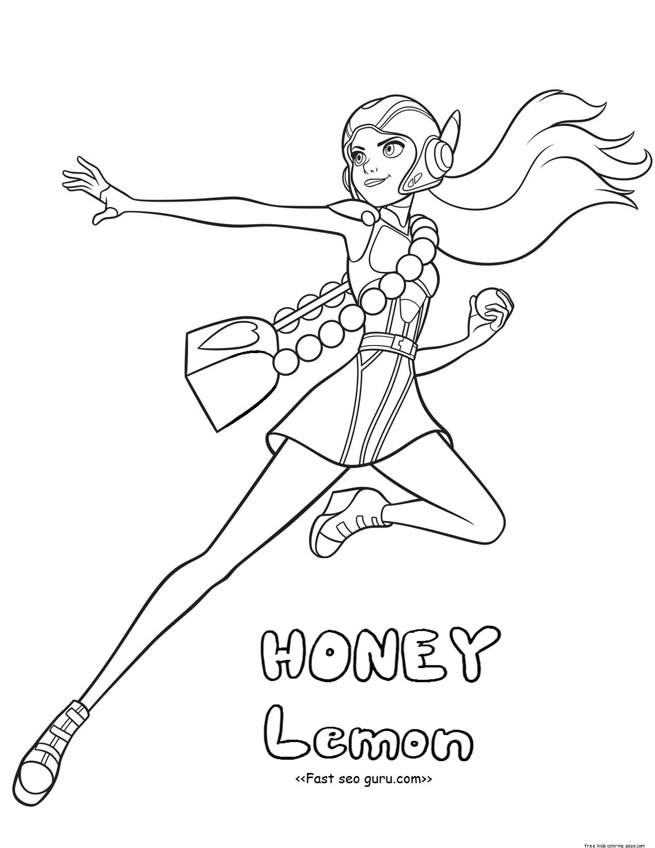 Big Hero 6 Coloring Pages Honey Lemon For Kids Free Kids Coloring Page