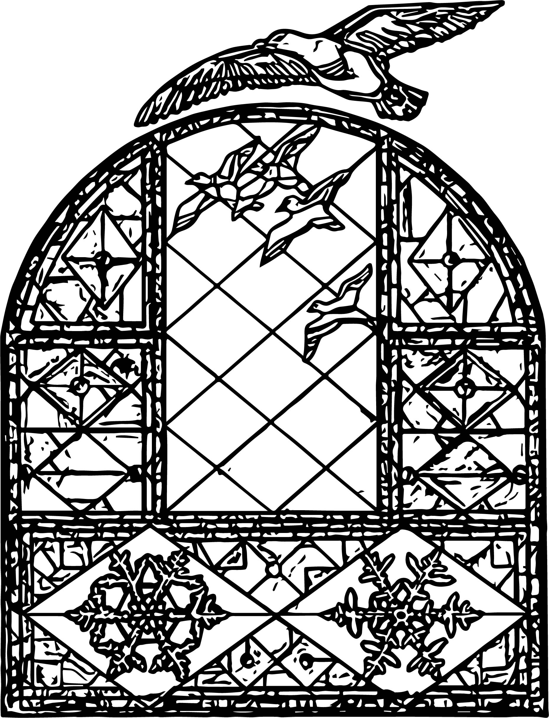 Birds Stained Glass Window Coloring Page Wecoloringpage