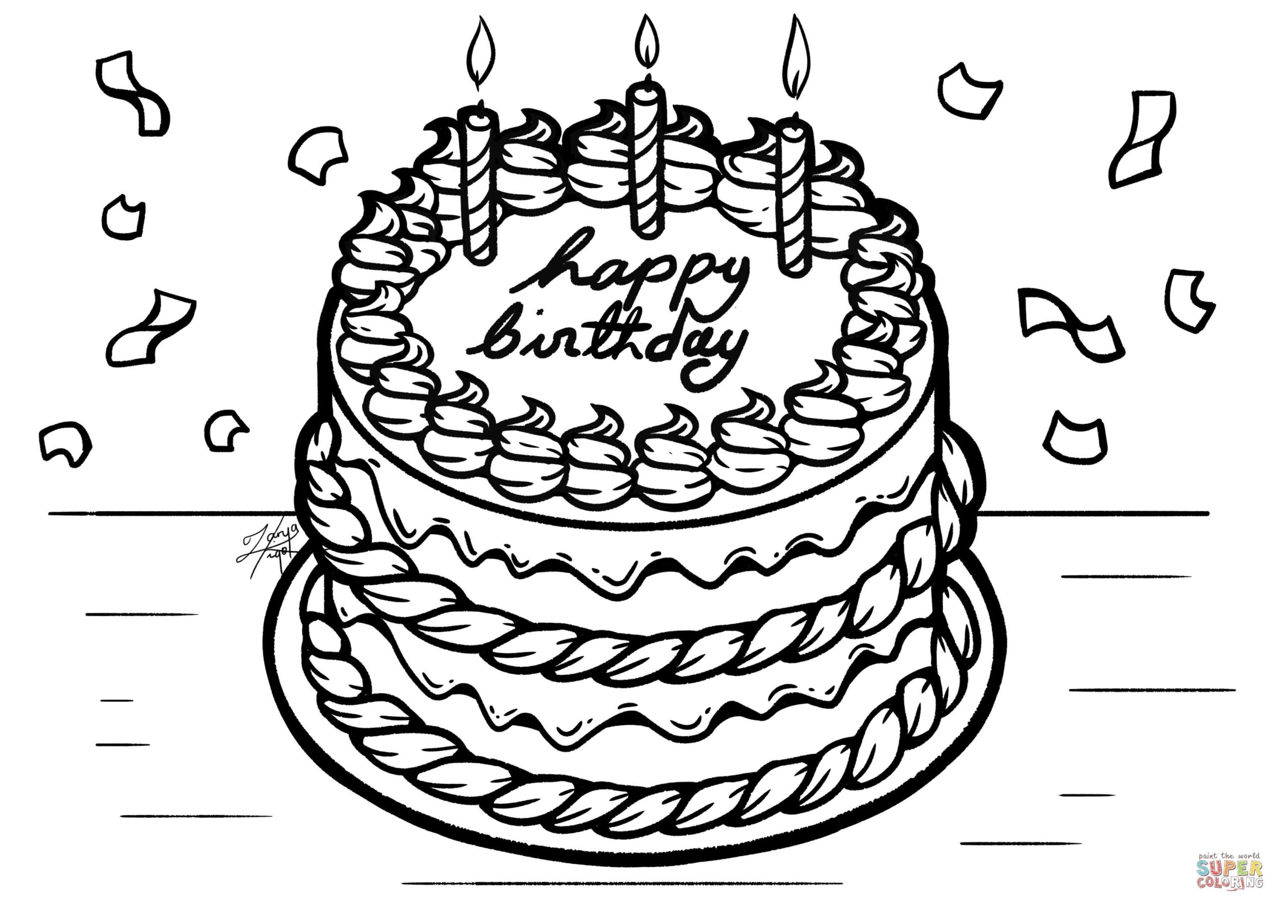 Birthday Cake Coloring Pages