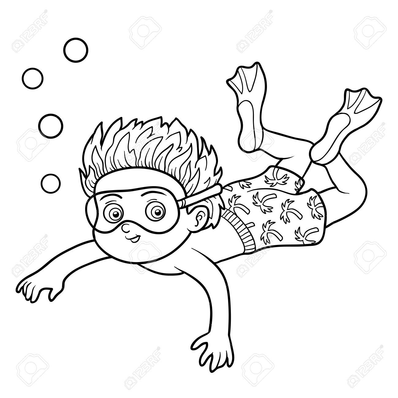 Boy Swimming Coloring Pages Thekidsworksheet