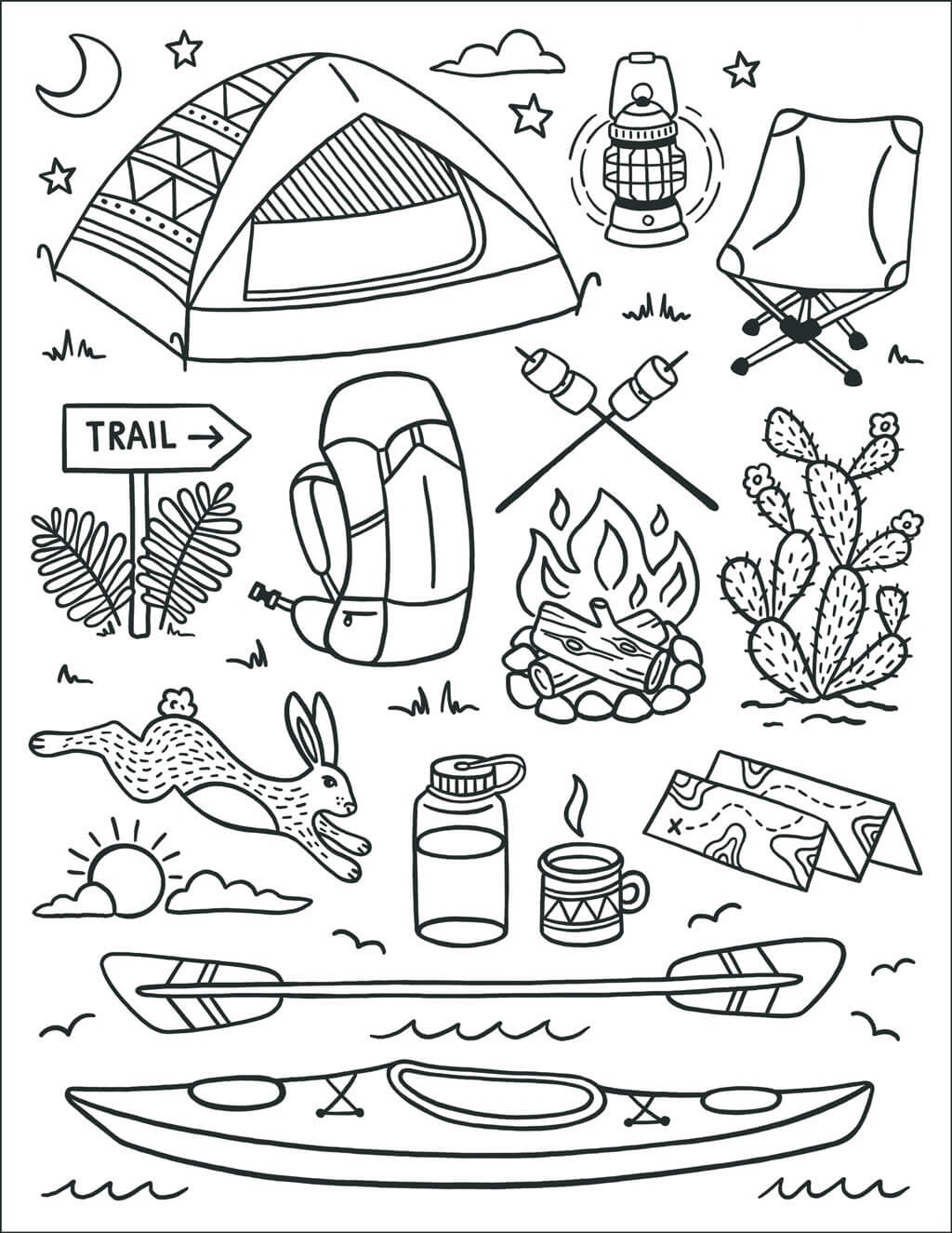 Camping Coloring Page