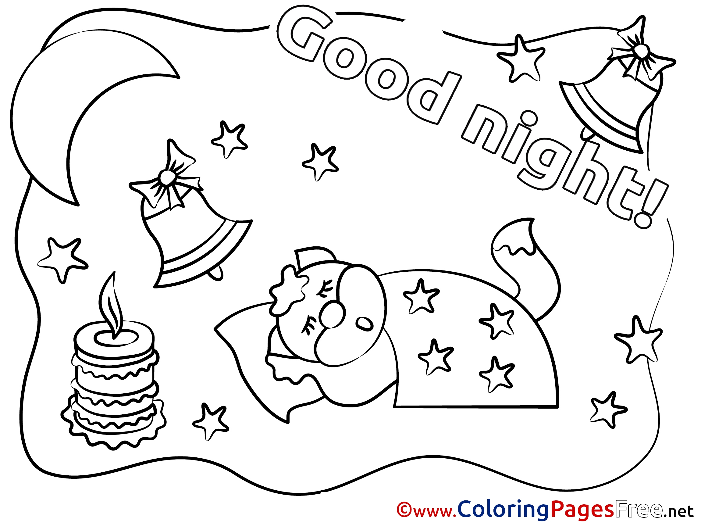 Candle Kids Good Night Coloring Pages