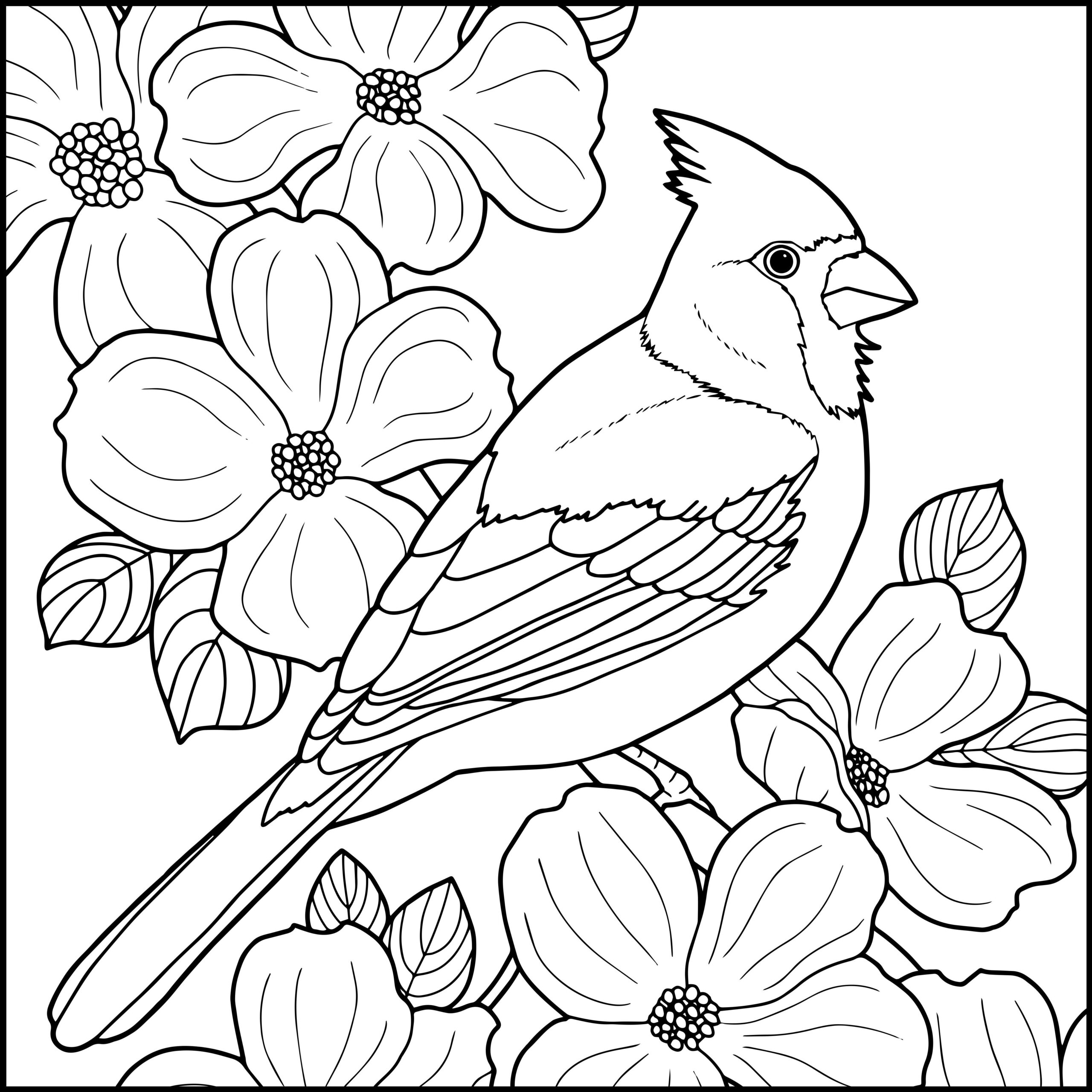 Cardinal Bird Coloring Page Free Download Gambr Co
