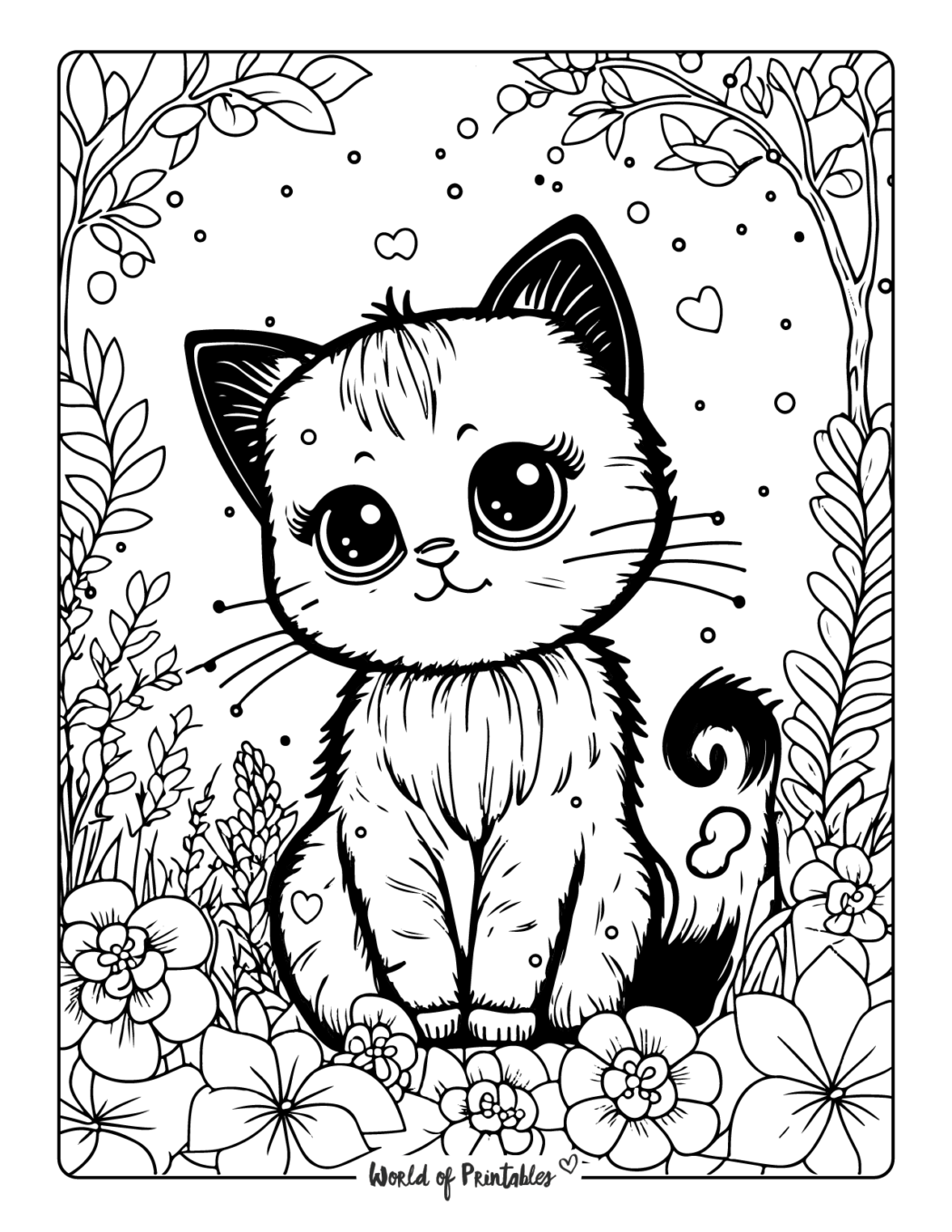 Kawaii Cat Coloring Pages