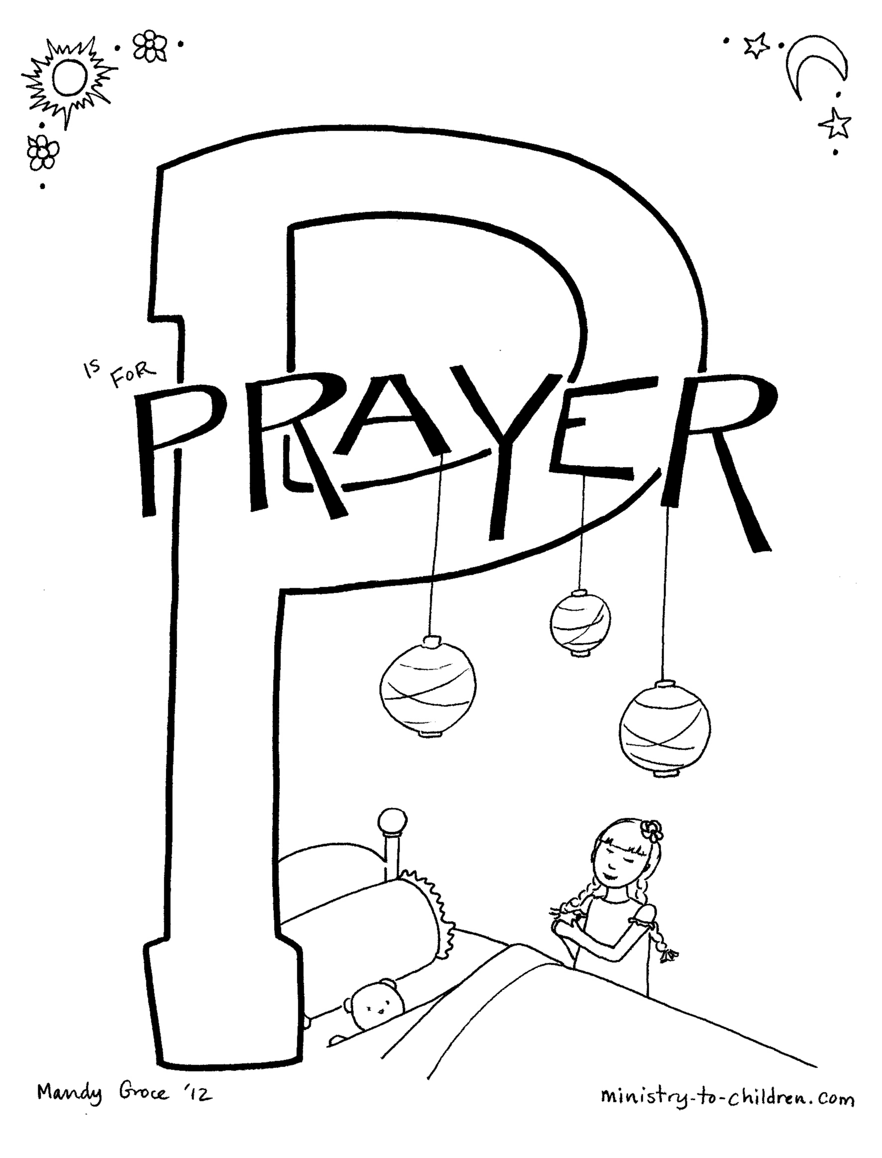 Children Praying Coloring Page Encouraging Spiritual Reflection
