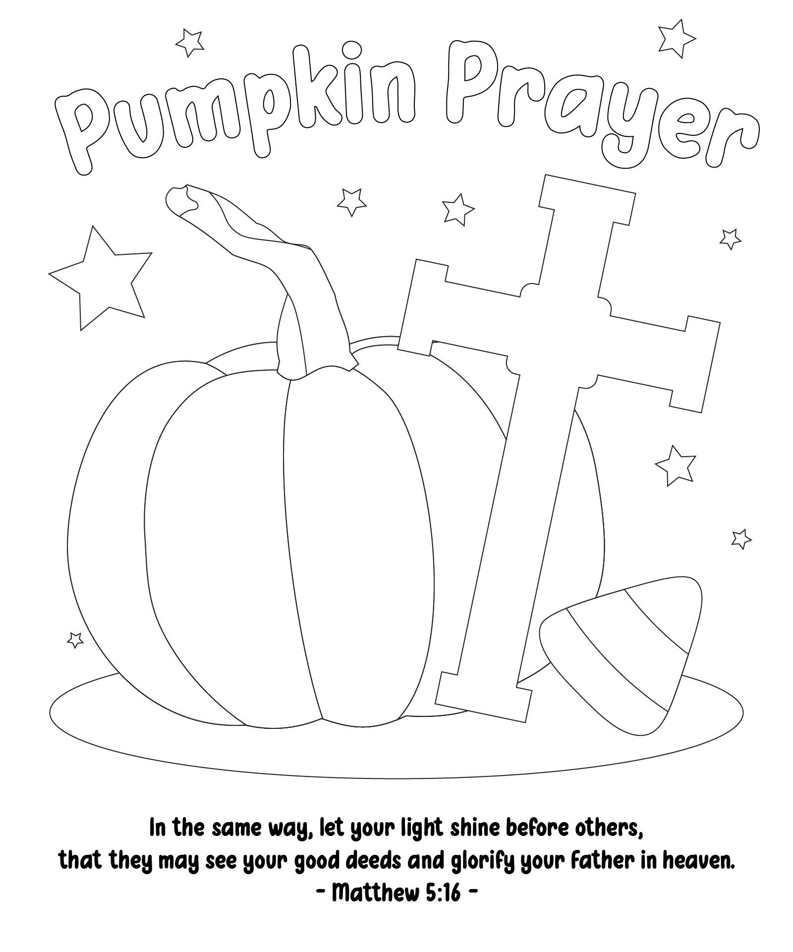 Christian Pumpkin Prayer Coloring Page Halloween Printables Sunday School Coloring Pages