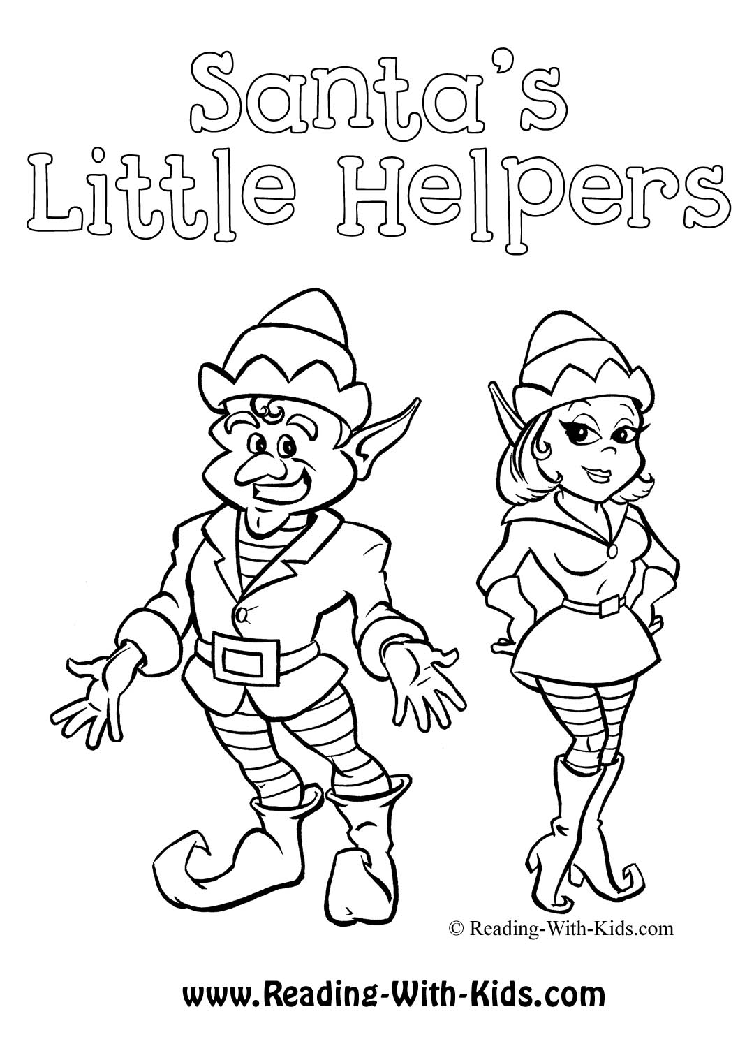 Christmas Elves Coloring Pages