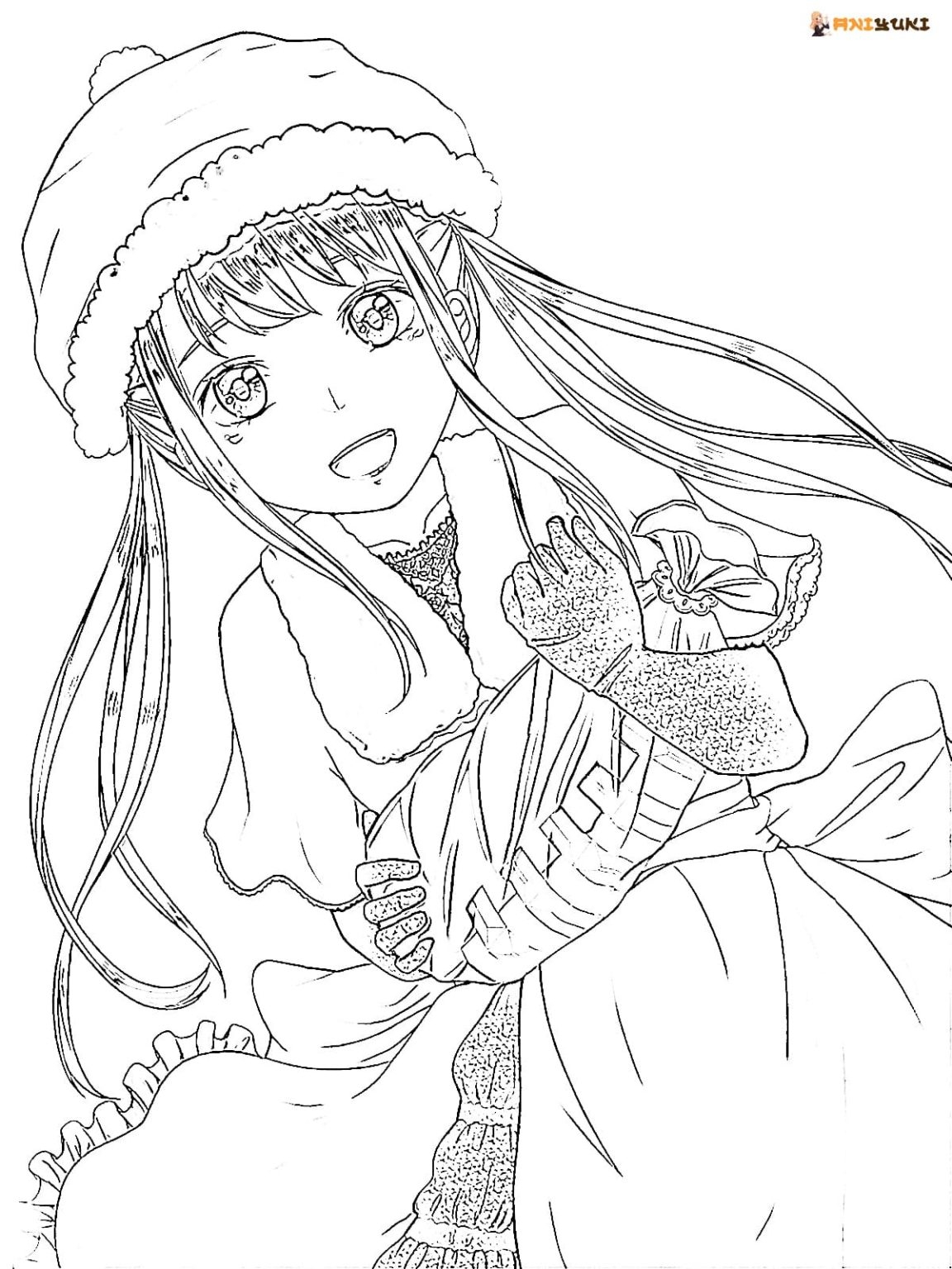 Christmas Anime Coloring Pages
