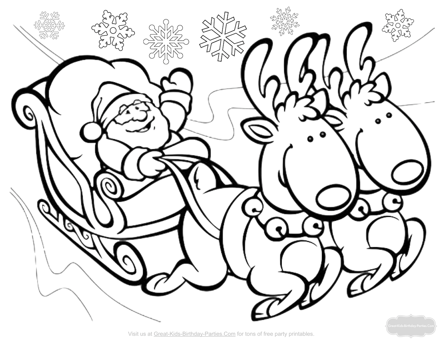 Santa And Reindeer Coloring Pages