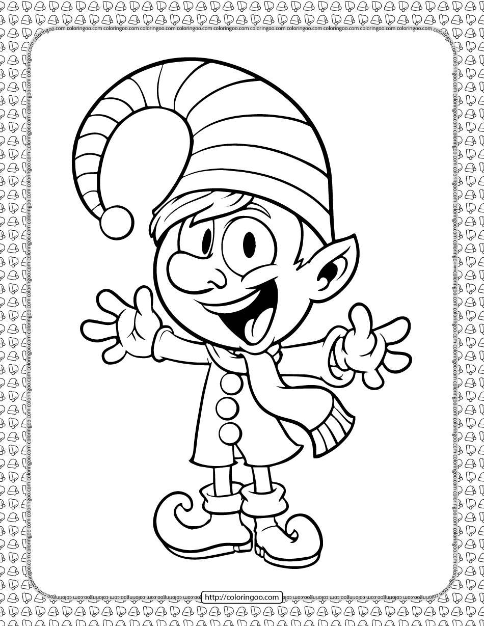 Christmas Elf With A Big Hat Coloring Page P Ginas Para Colorear De Navidad Colores De