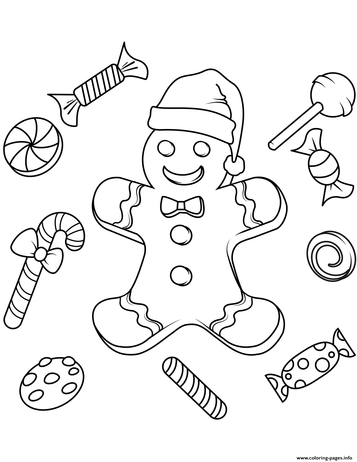 Christmas Gingerbread Coloring Page Printable