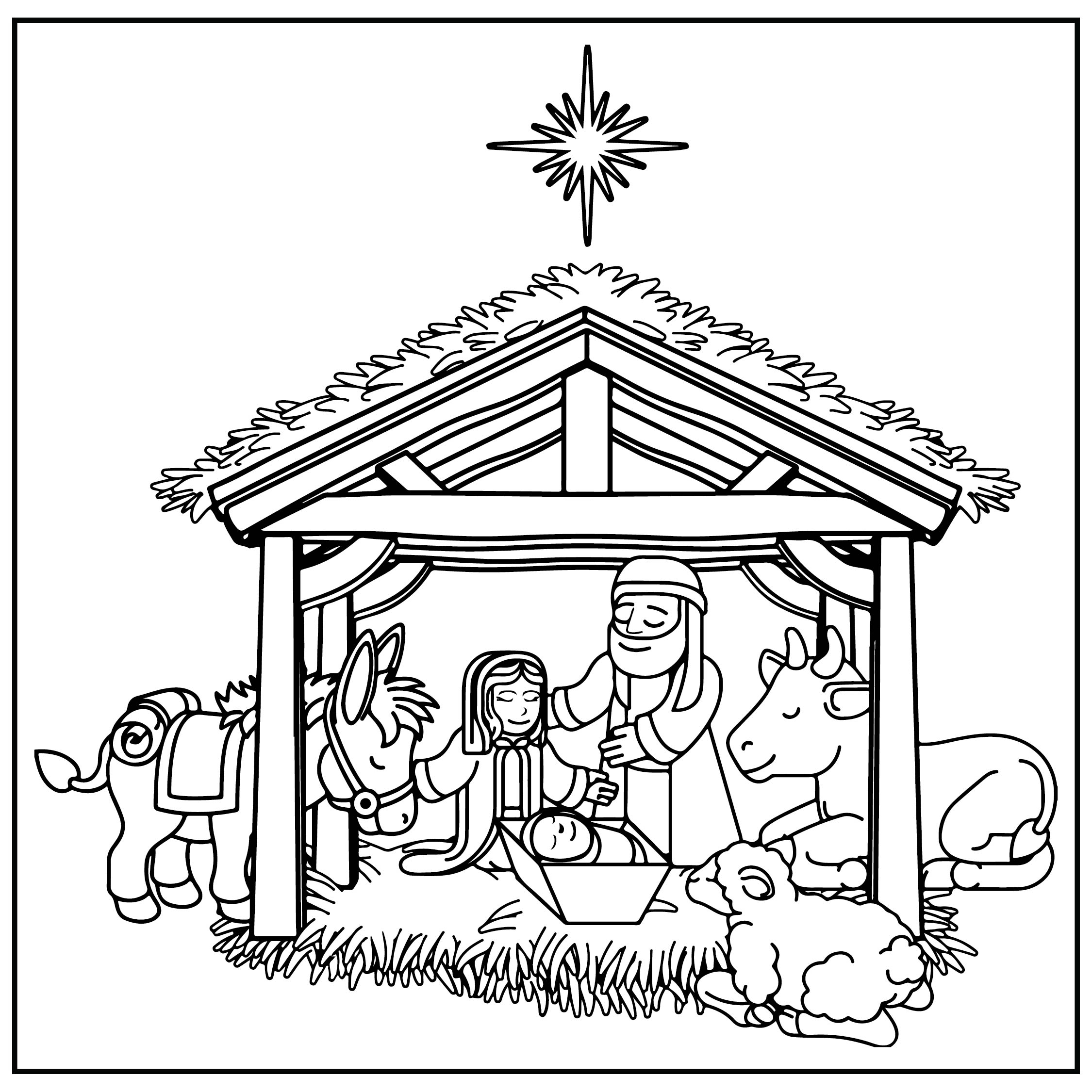 Preschool Manger Scene Coloring Page