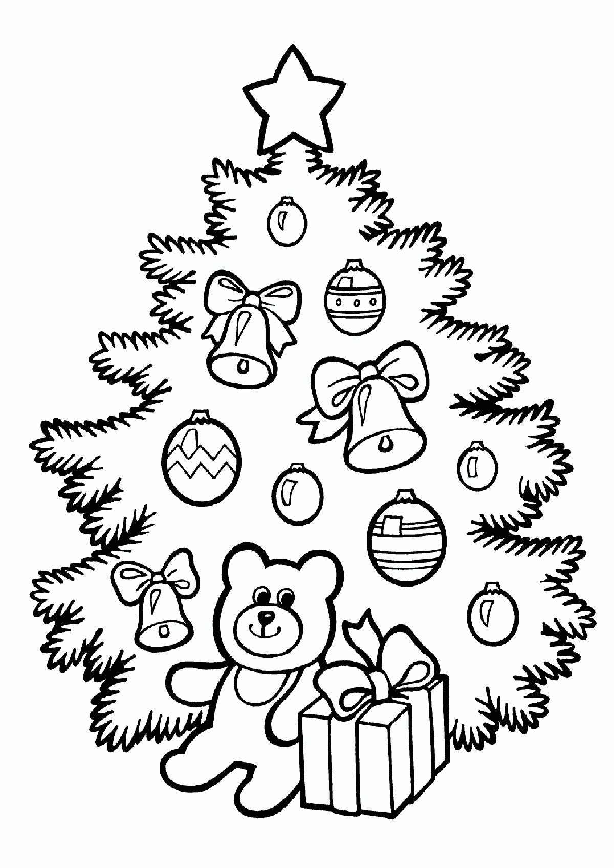 Christmas Tree Coloring Pages For Childrens Printable For Free