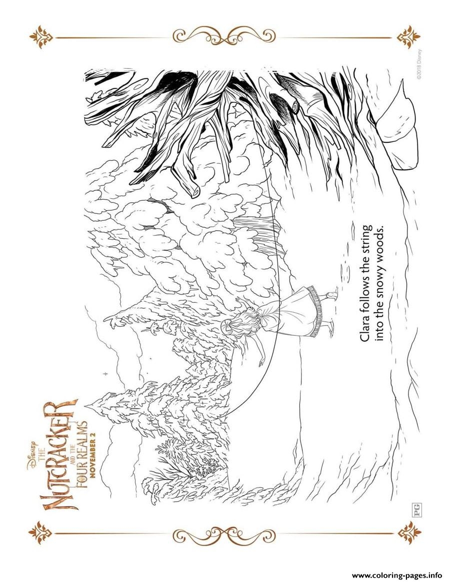 Clara Follows The String Into The Snowy Woods Coloring Page Printable