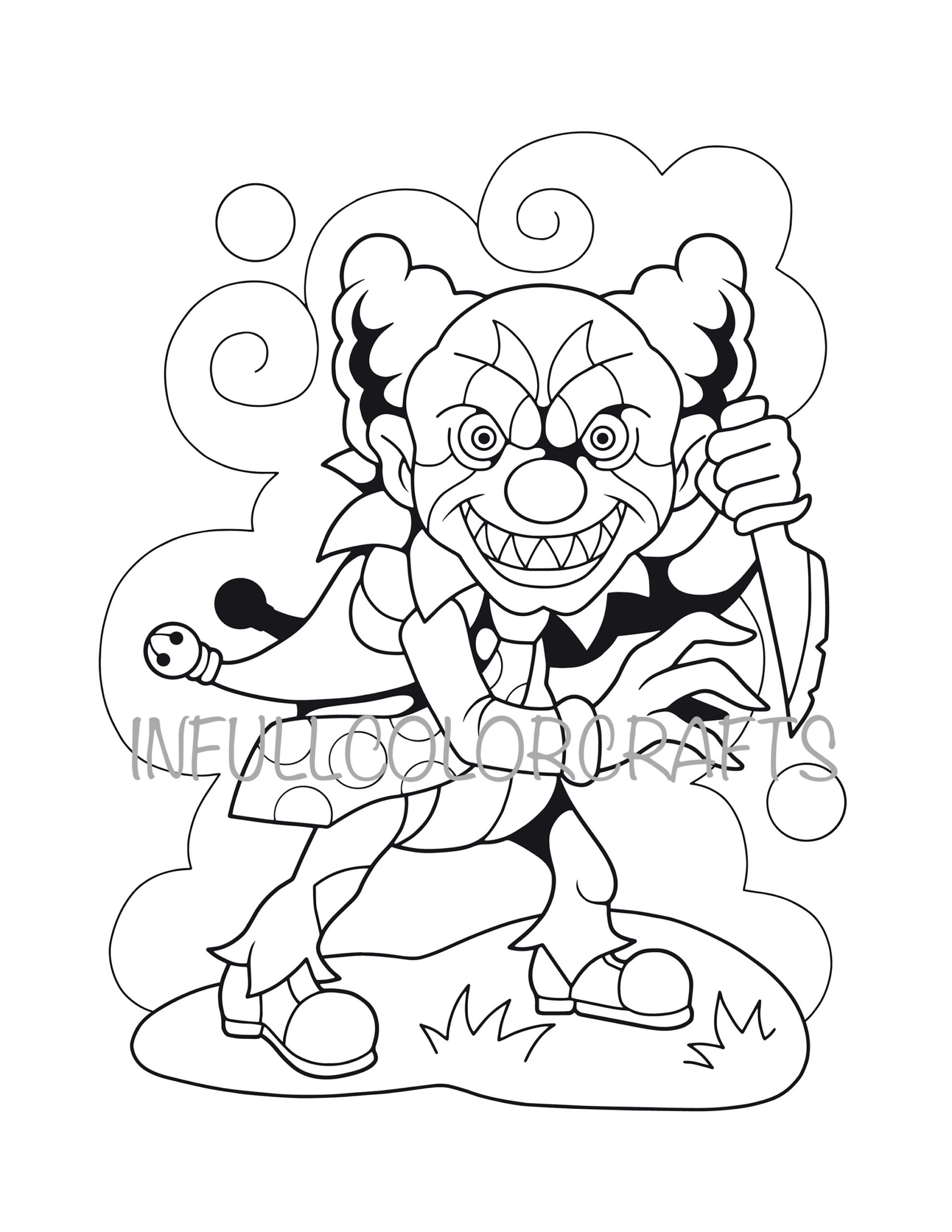 Clown Coloring Pages Etsy