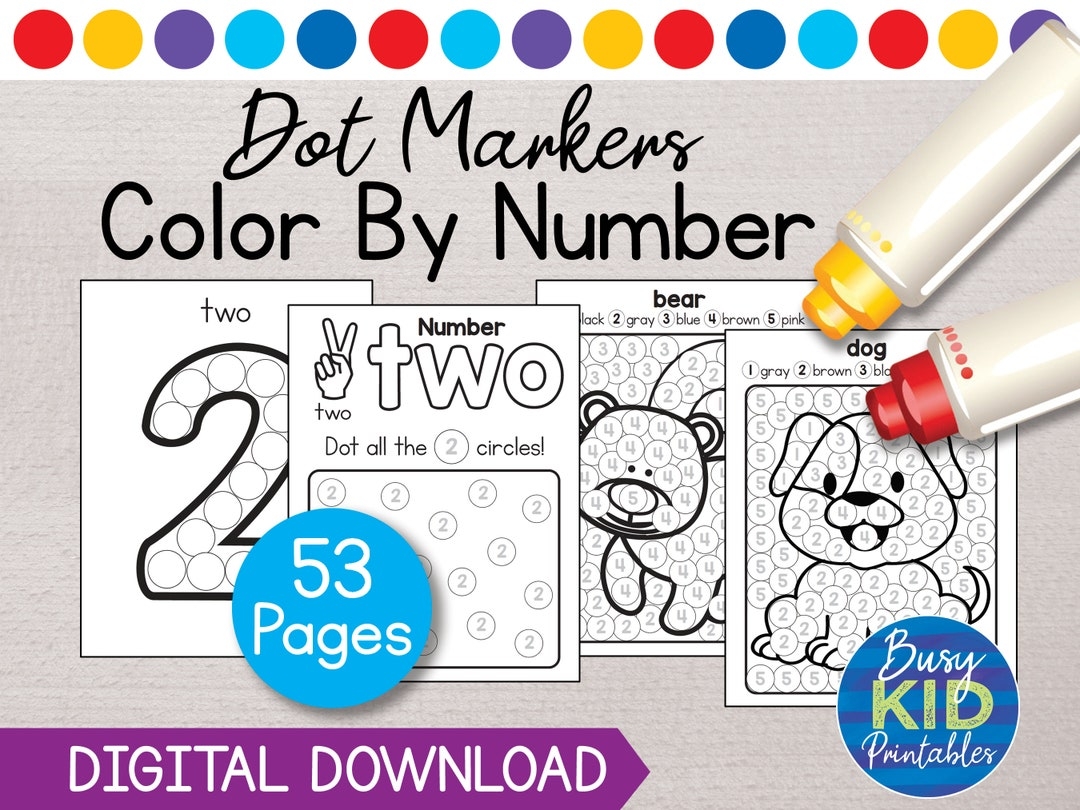 Color By Number Dot Marker Printable Number Learning Dab A Dot Coloring Pages For Homeschool And