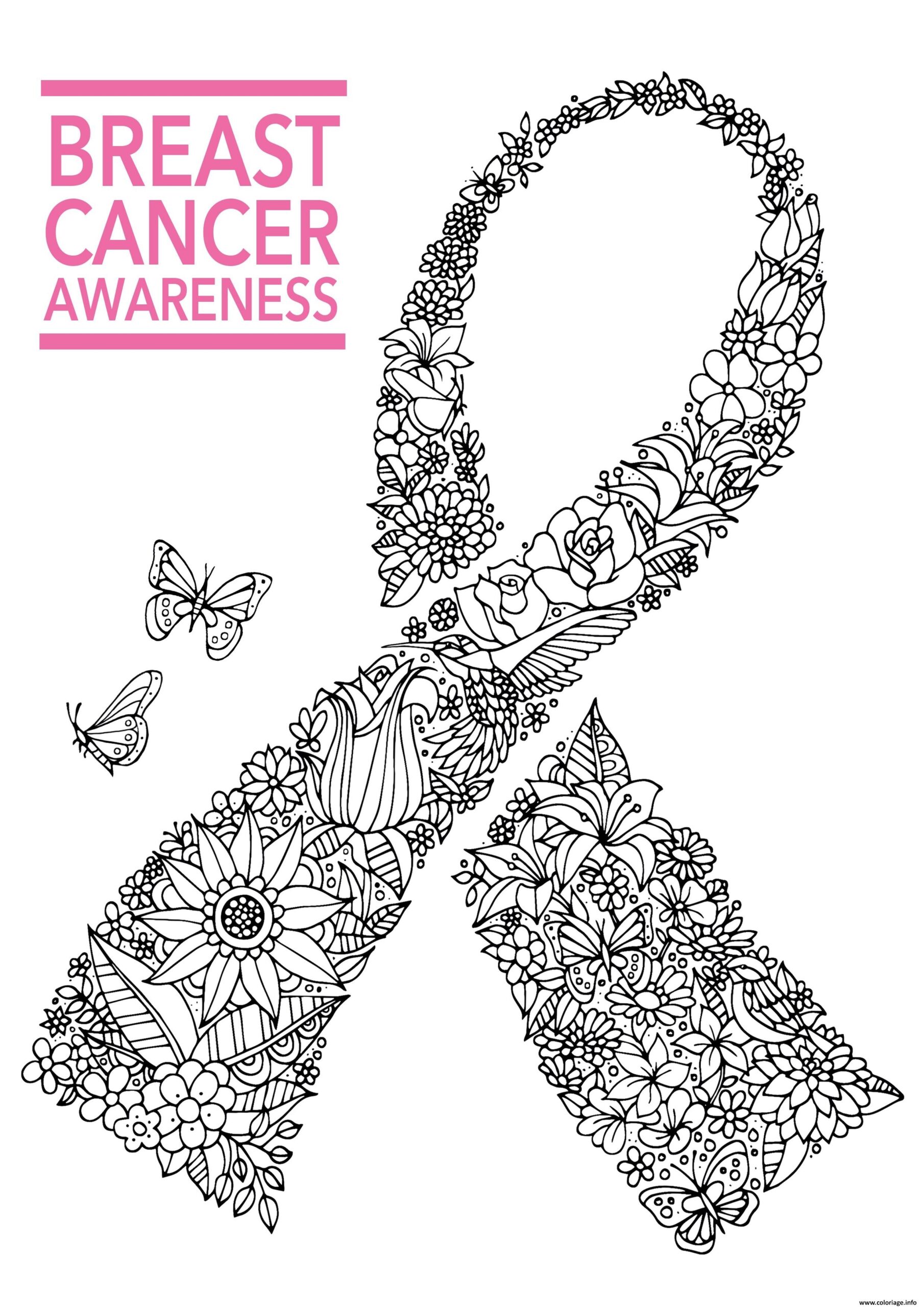 Coloriage Breast Cancer Awareness Ribbon JeColorie