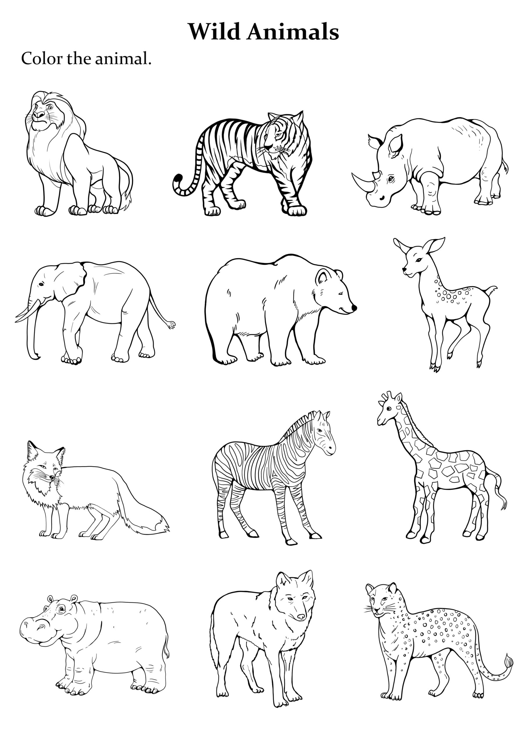 Coloriage Groupe De Animaux Facile Imprimer