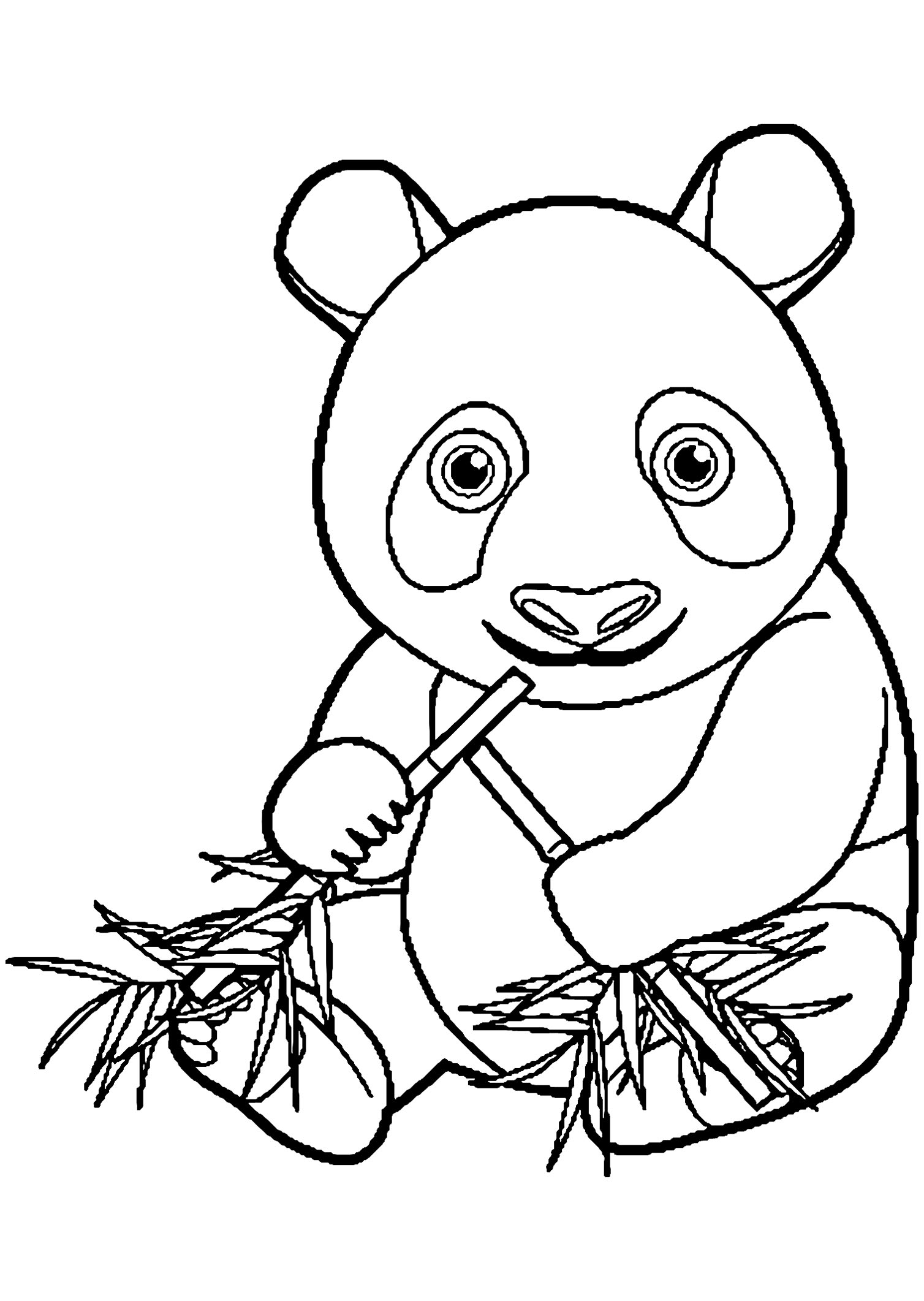 Coloring A Panda Eating Bamboo Panda Coloring Pages For Kids