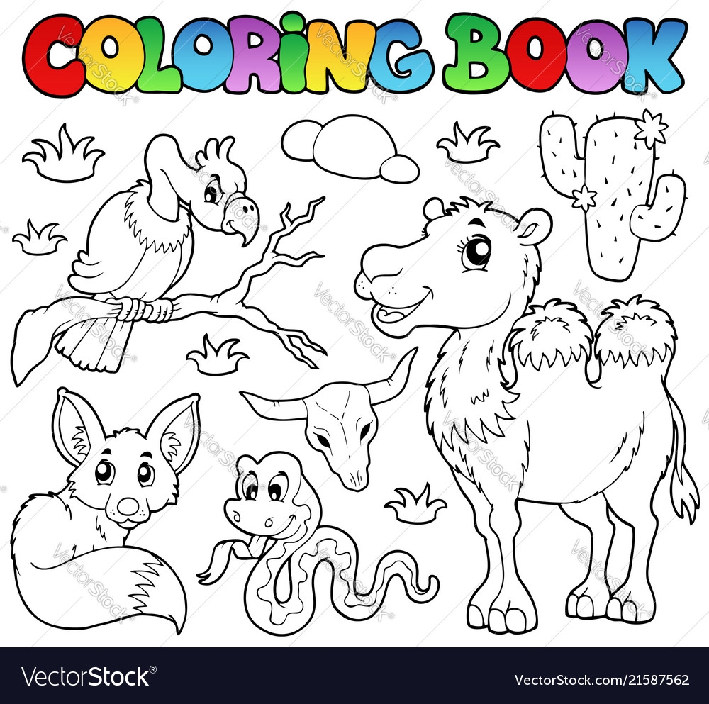 Coloring Book Desert Animals 1 Royalty Free Vector Image
