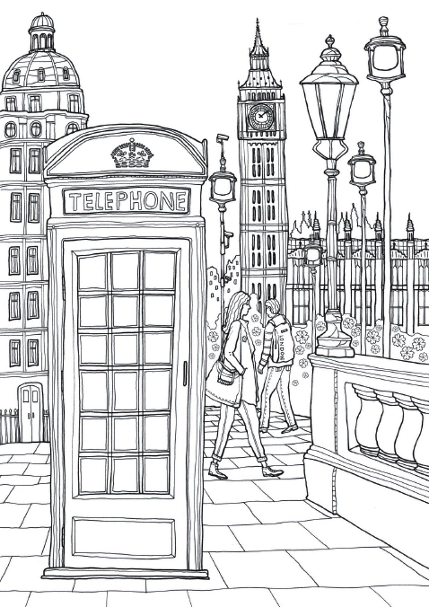 Coloring Europe Charming London Telephone Coloring Page London Drawing Coloring Pages