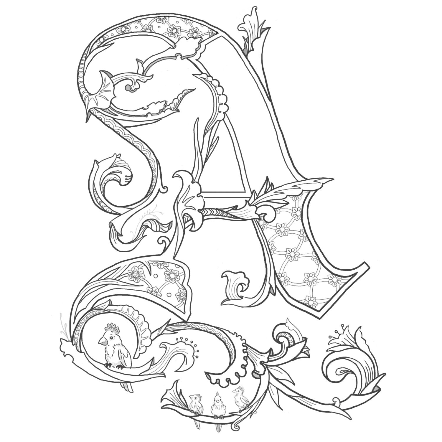 Illuminated Letters Coloring Pages Free