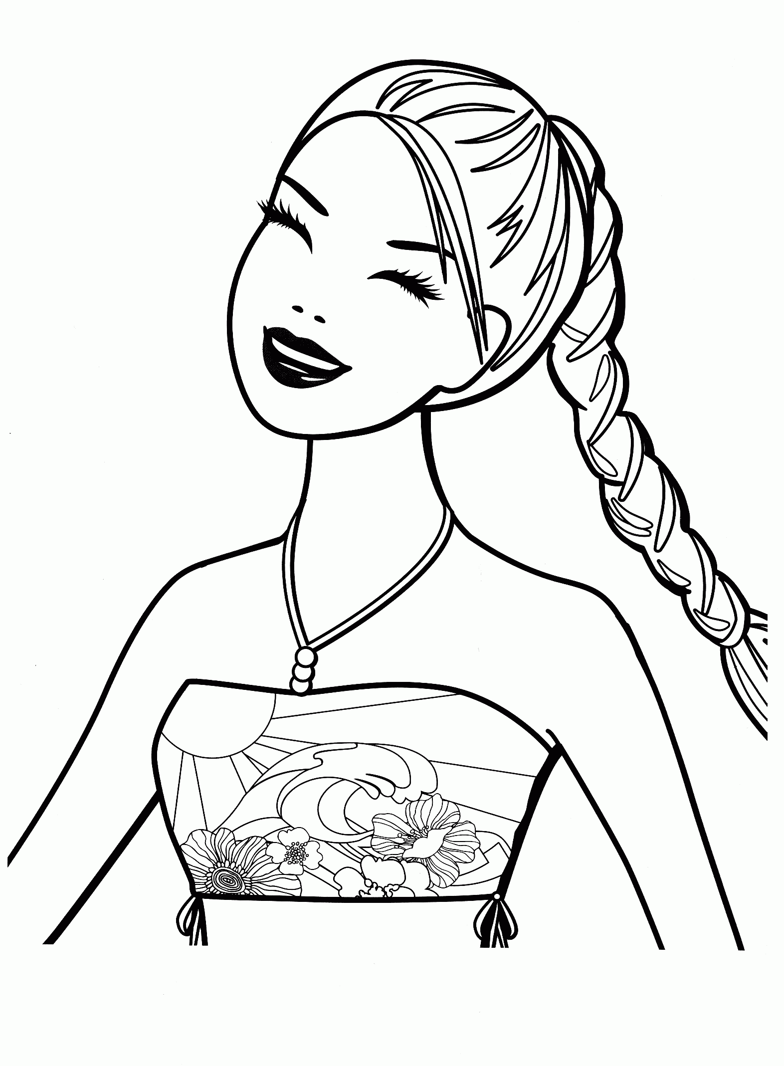 Coloring Page Barbie With Beautiful Braid