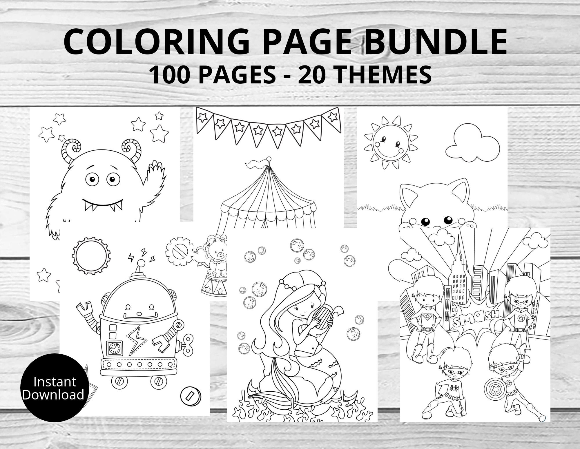 Coloring Page Bundle Printable Coloring Book Kids Etsy