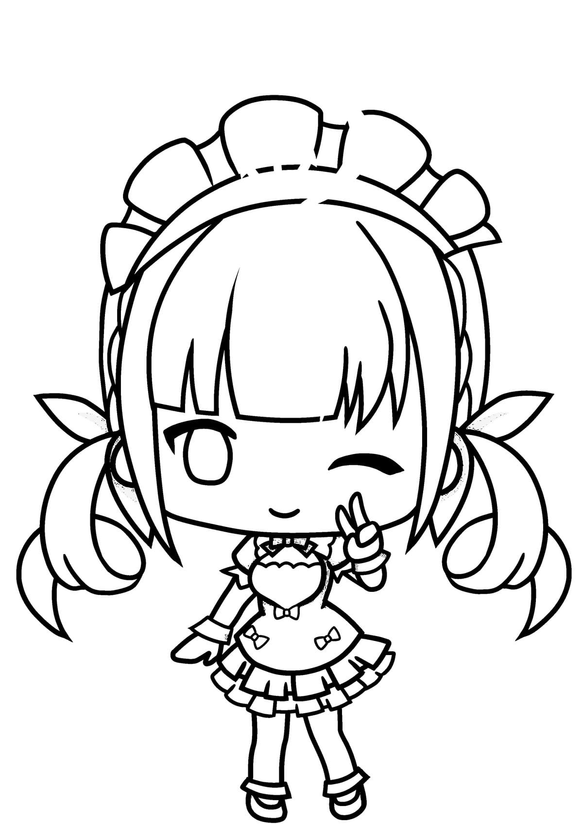 Coloring Page Chibi Two Girls Print Free