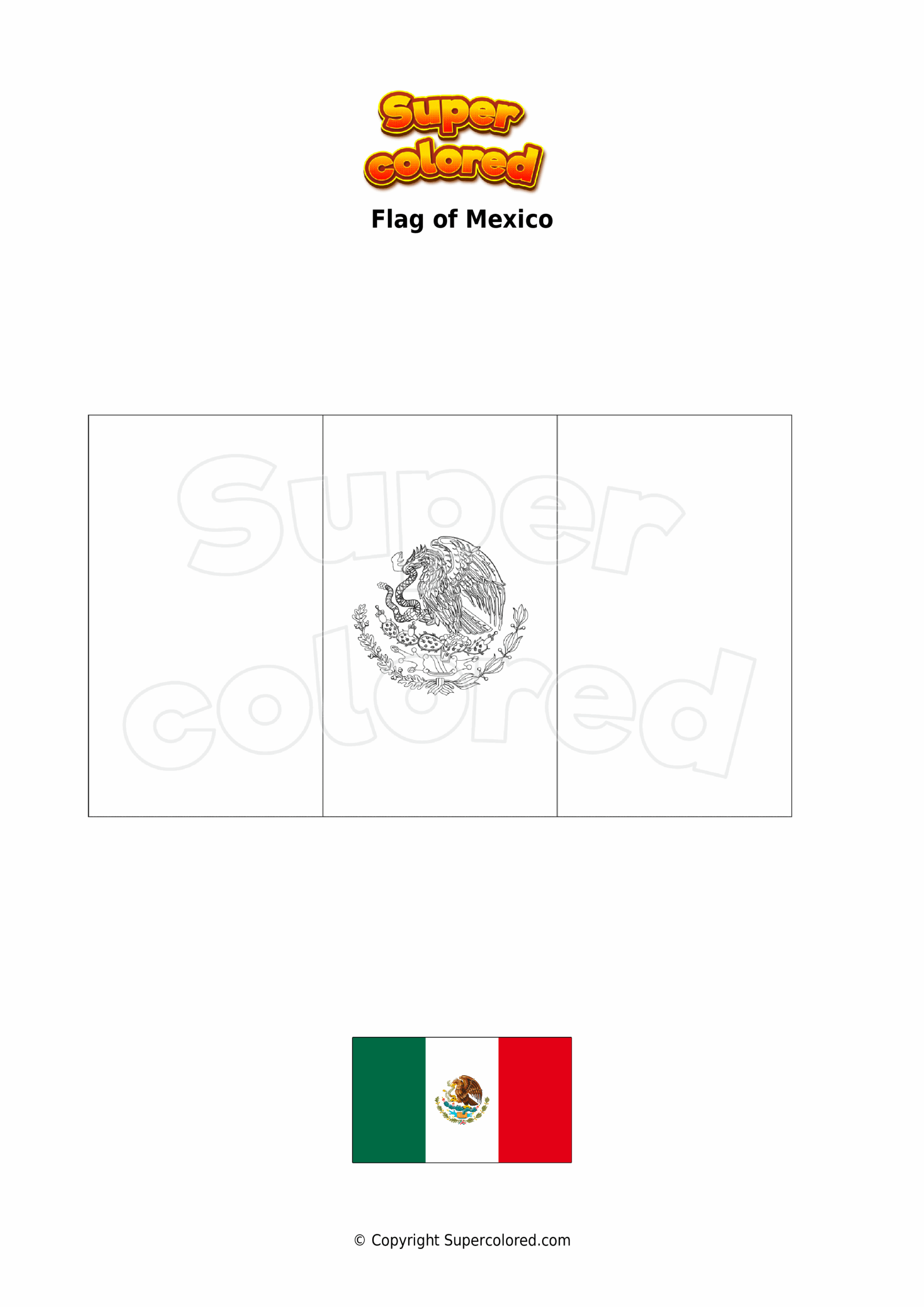 Coloring Page Flag Of Mexico Supercolored