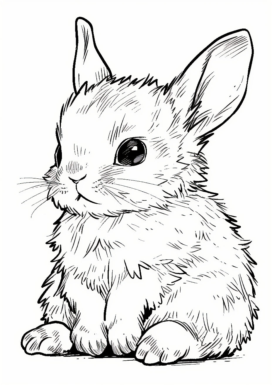 Coloring Page For Child Baby Rabbit Etsy Canada