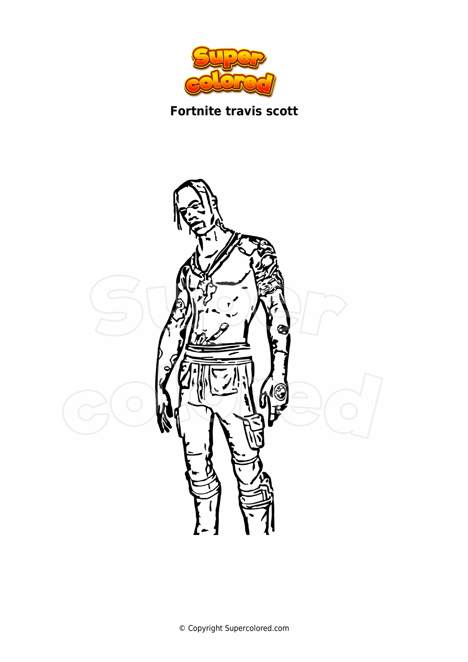 Coloring Page Fortnite Travis Scott Supercolored