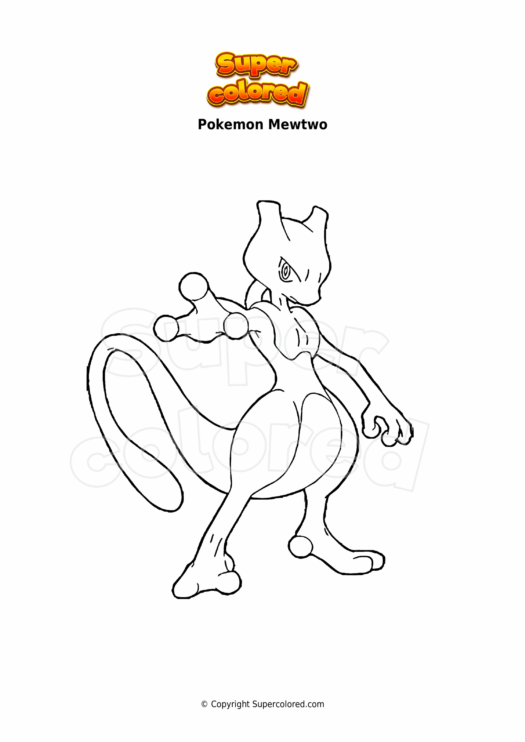Coloring Page Pokemon Mewtwo Supercolored