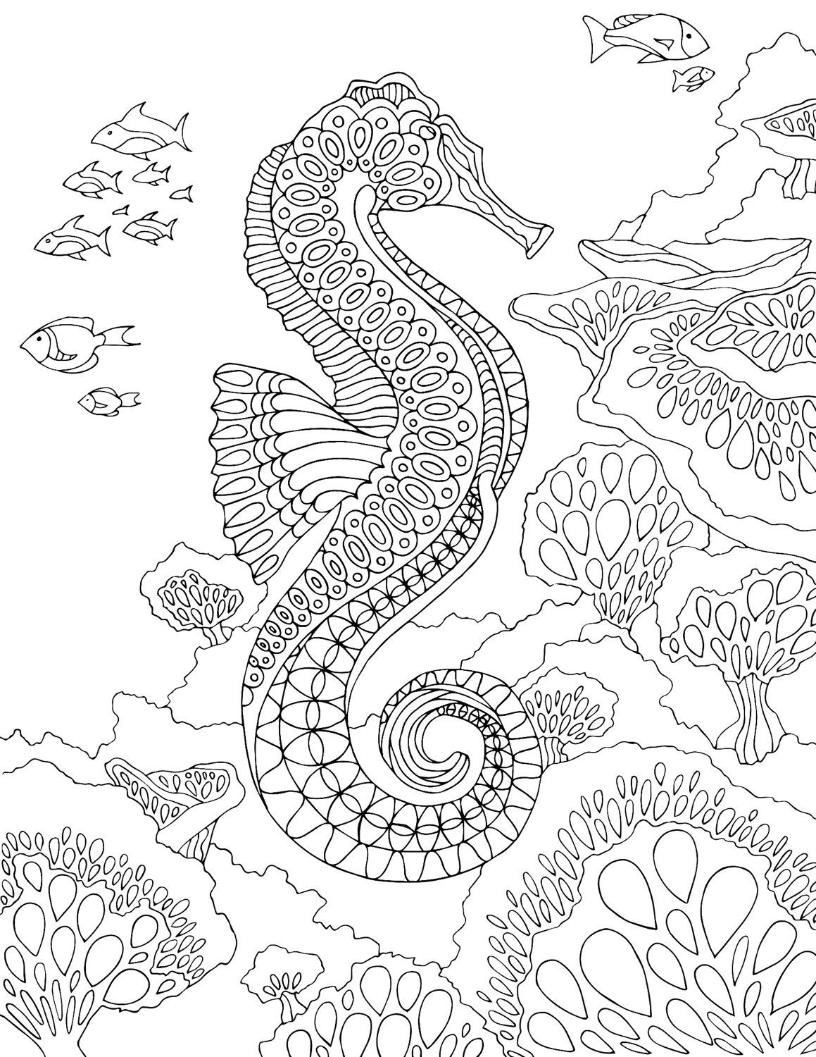 Coloring Page Seahorse Kidsworksheetfun