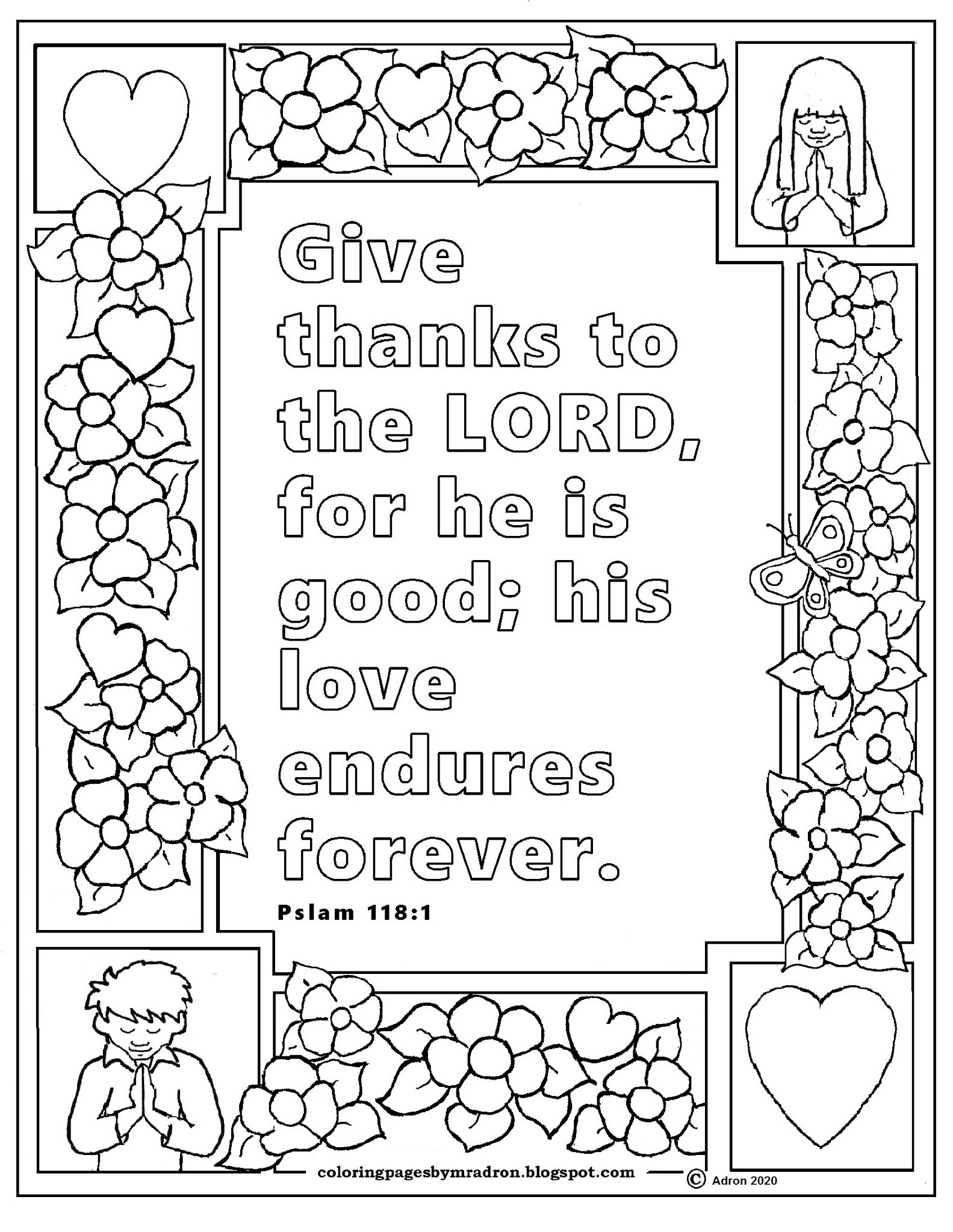 Coloring Pages For Kids By Mr Adron Free Psalm 118 1 Print And Color Page Give Thanks To The