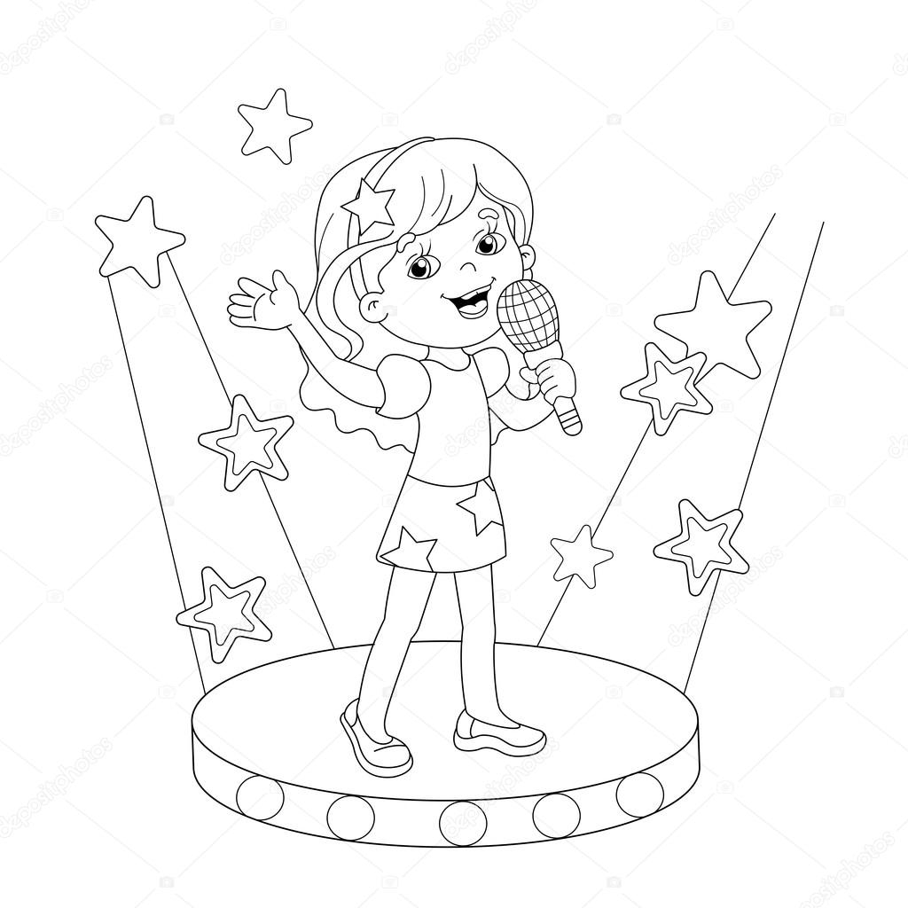 Printable Kids Singing Coloring Pages