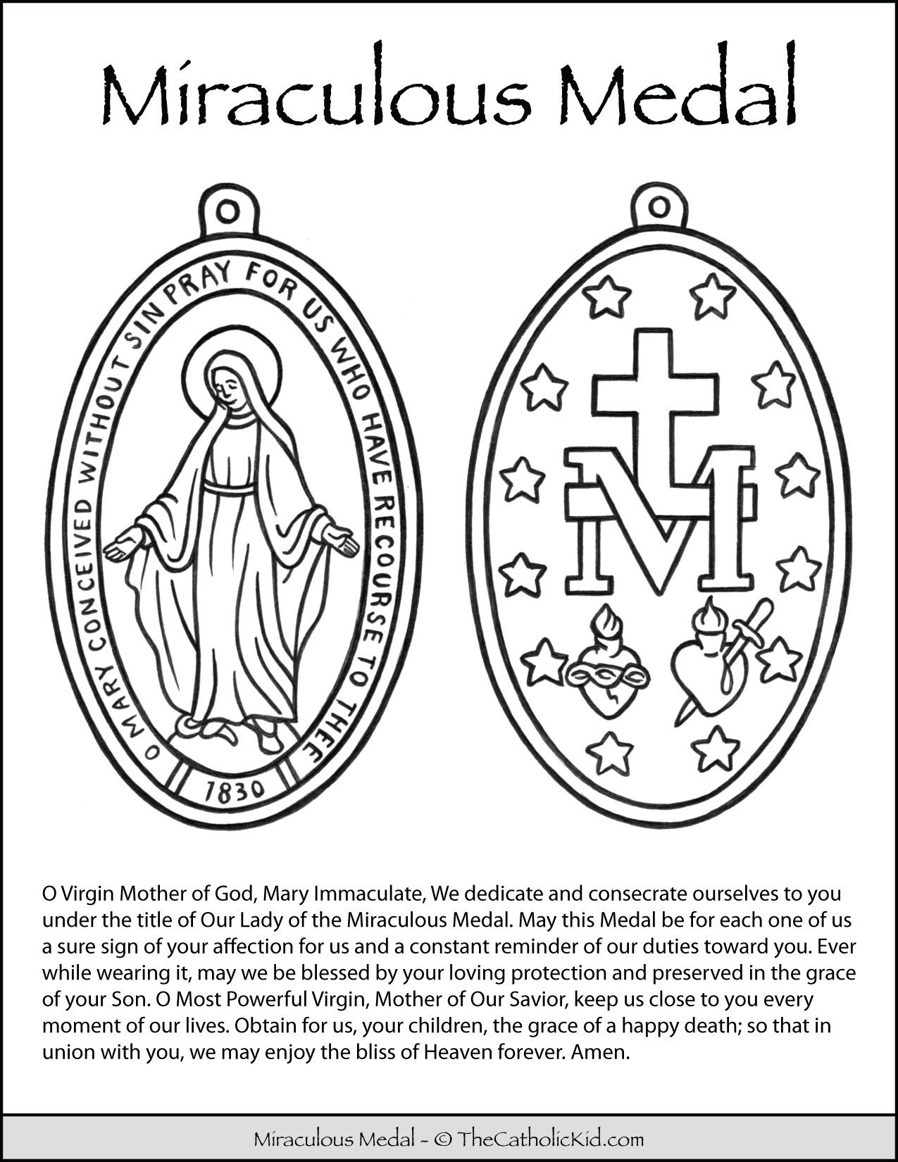 Miraculous Medal Coloring Page