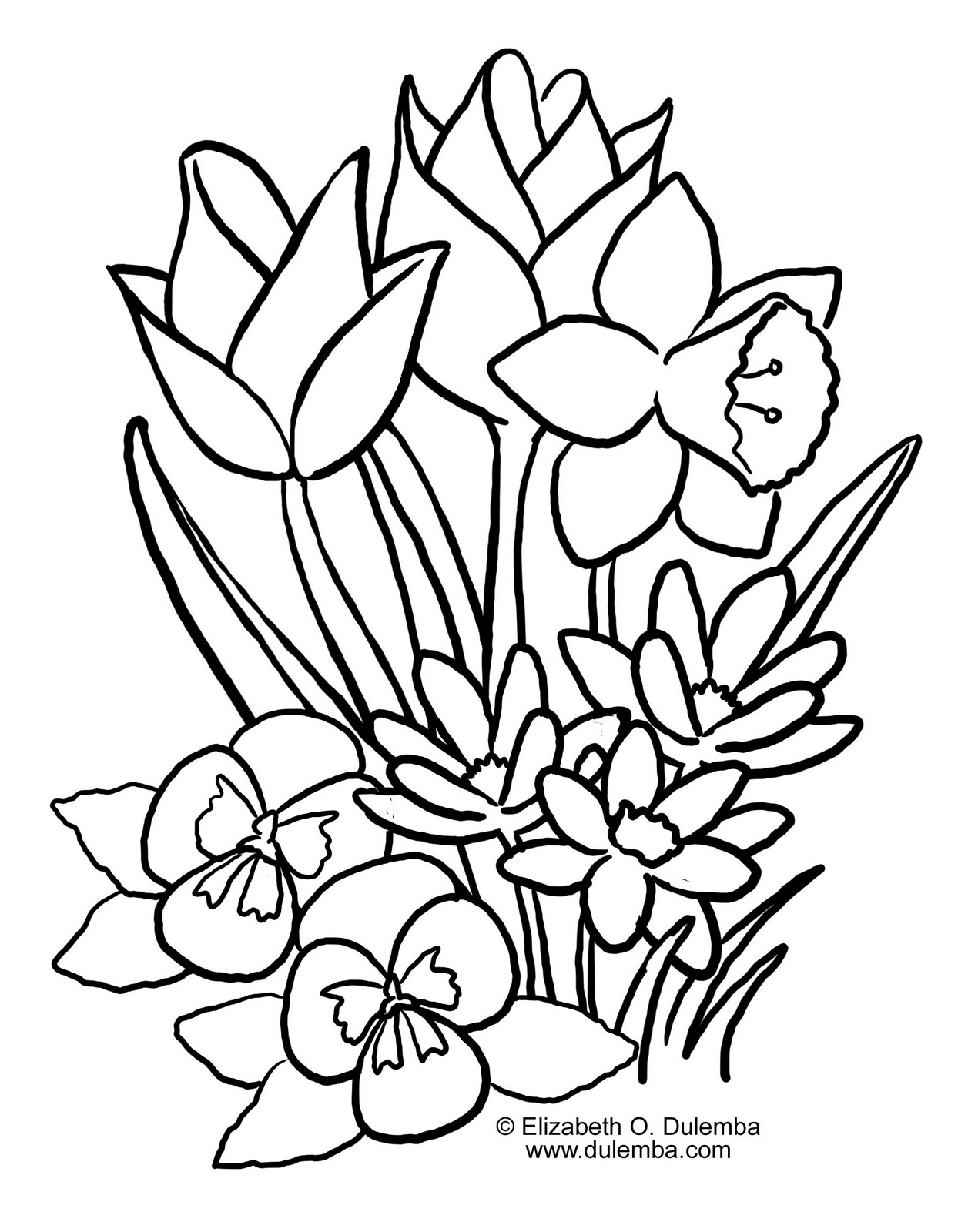 Spring Flowers Coloring Pages
