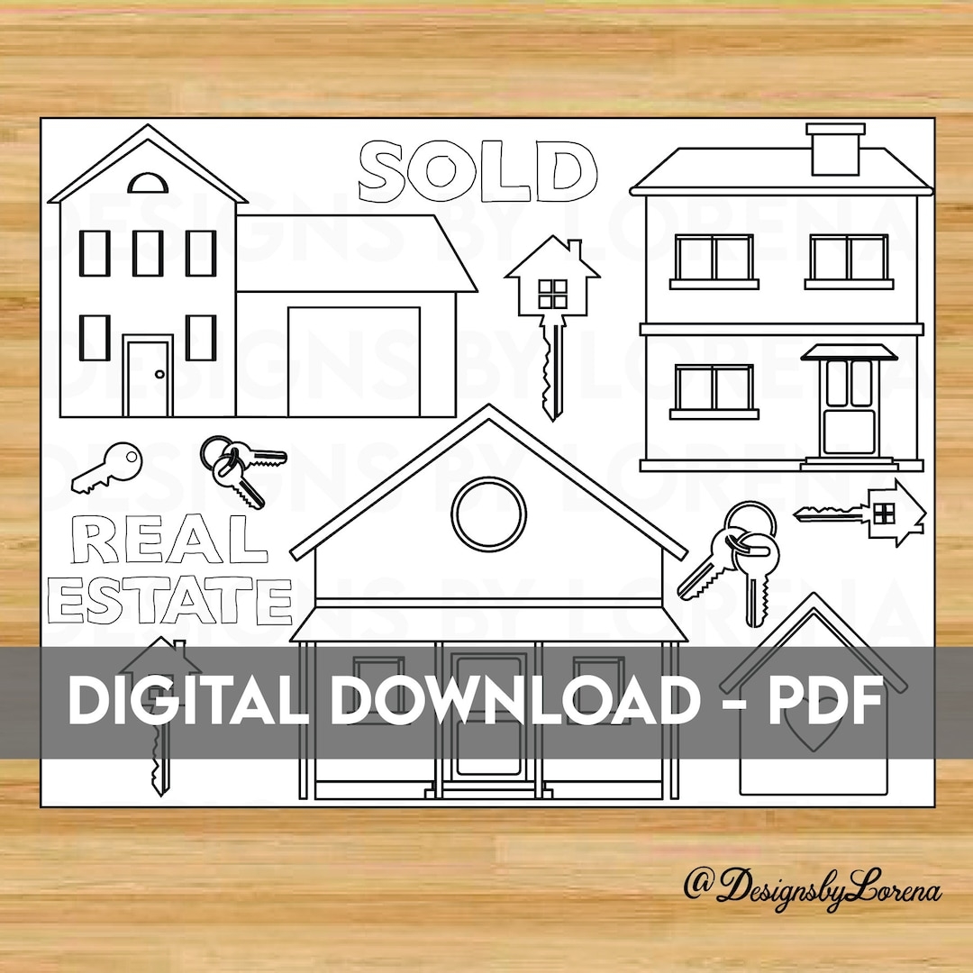 Coloring Sheet For Real Estate Printable Activity For Open House For Realtors Coloring
