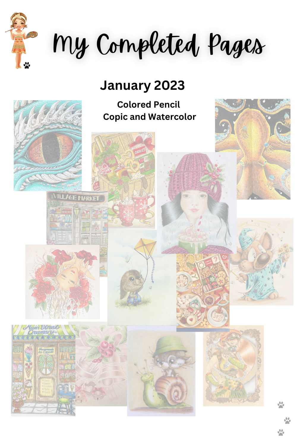 Completed Colored Pencils Pages Colored Pencils Watercolor Cookies Color