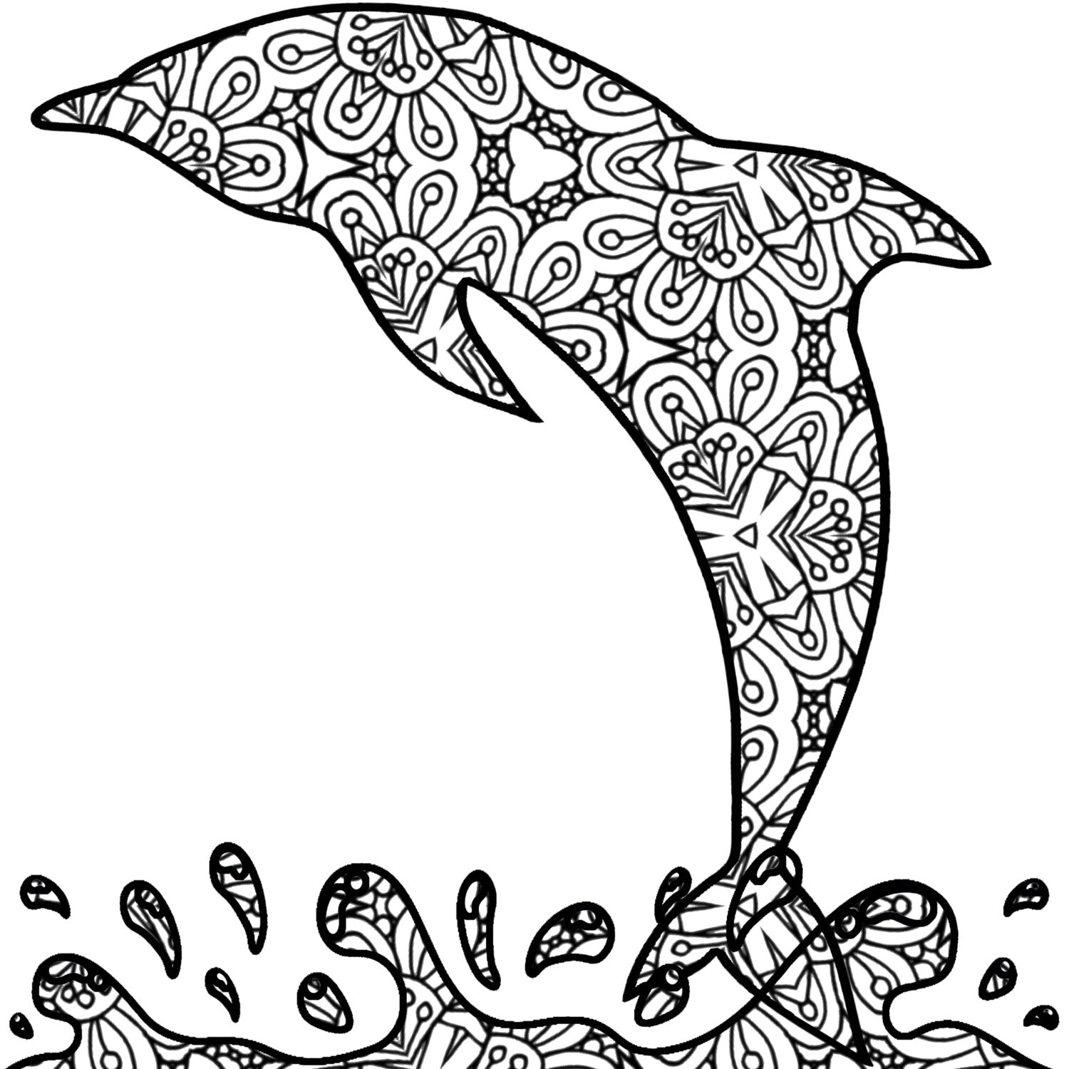 Adult Coloring Pages Dolphins Printable