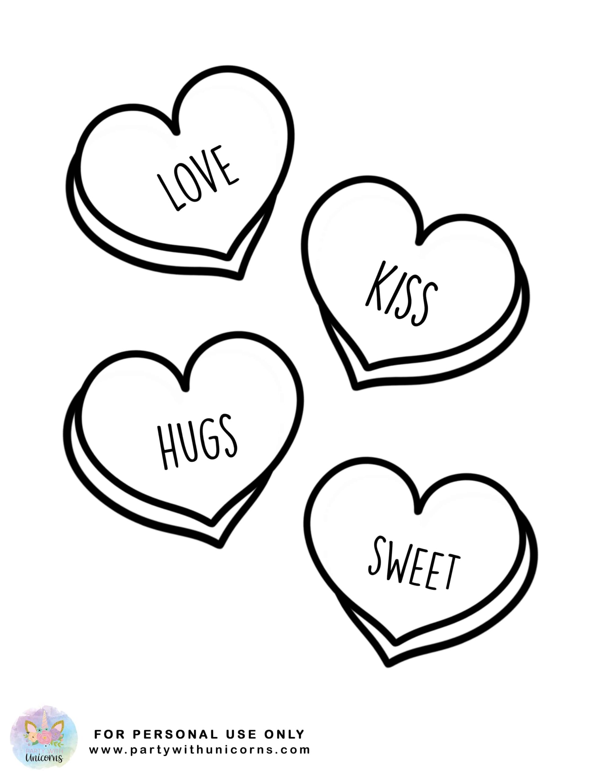 Conversation Heart Coloring Page