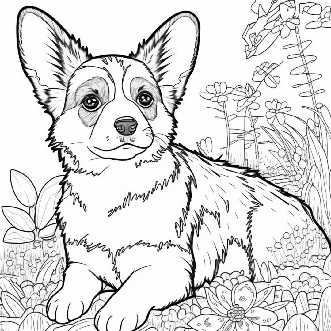 Corgi Coloring Sheet Adorable Color Sheet Of An Ornery Looking Corgisuper Cute Etsy