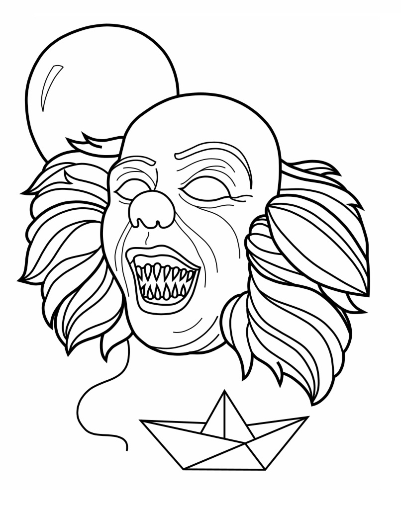 Creepy Clown Pennywise Coloring Page Free Printable Coloring Pages For Kids